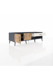 Kronos TV Ünitesi Tek Raflı Tek Çekmeceli 2 Kapaklı 176x59x51 Antrasit-Çam/Aytaşı