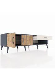 Kronos TV Ünitesi Tek Raflı Tek Çekmeceli 2 Kapaklı 176x59x51 Antrasit-Çam/Aytaşı