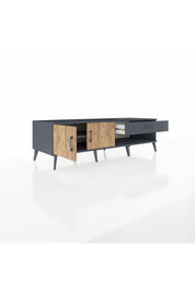 Kronos TV Ünitesi Tek Raflı Tek Çekmeceli 2 Kapaklı 176x59x51 Antrasit-Çam/Antrasit