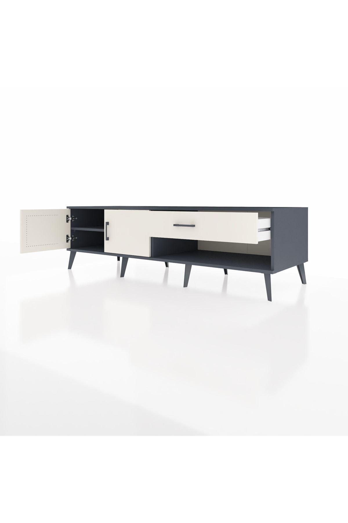 Kronos TV Ünitesi Tek Raflı Tek Çekmeceli 2 Kapaklı 176x59x51 Antrasit-Aytaşı/Aytaşı