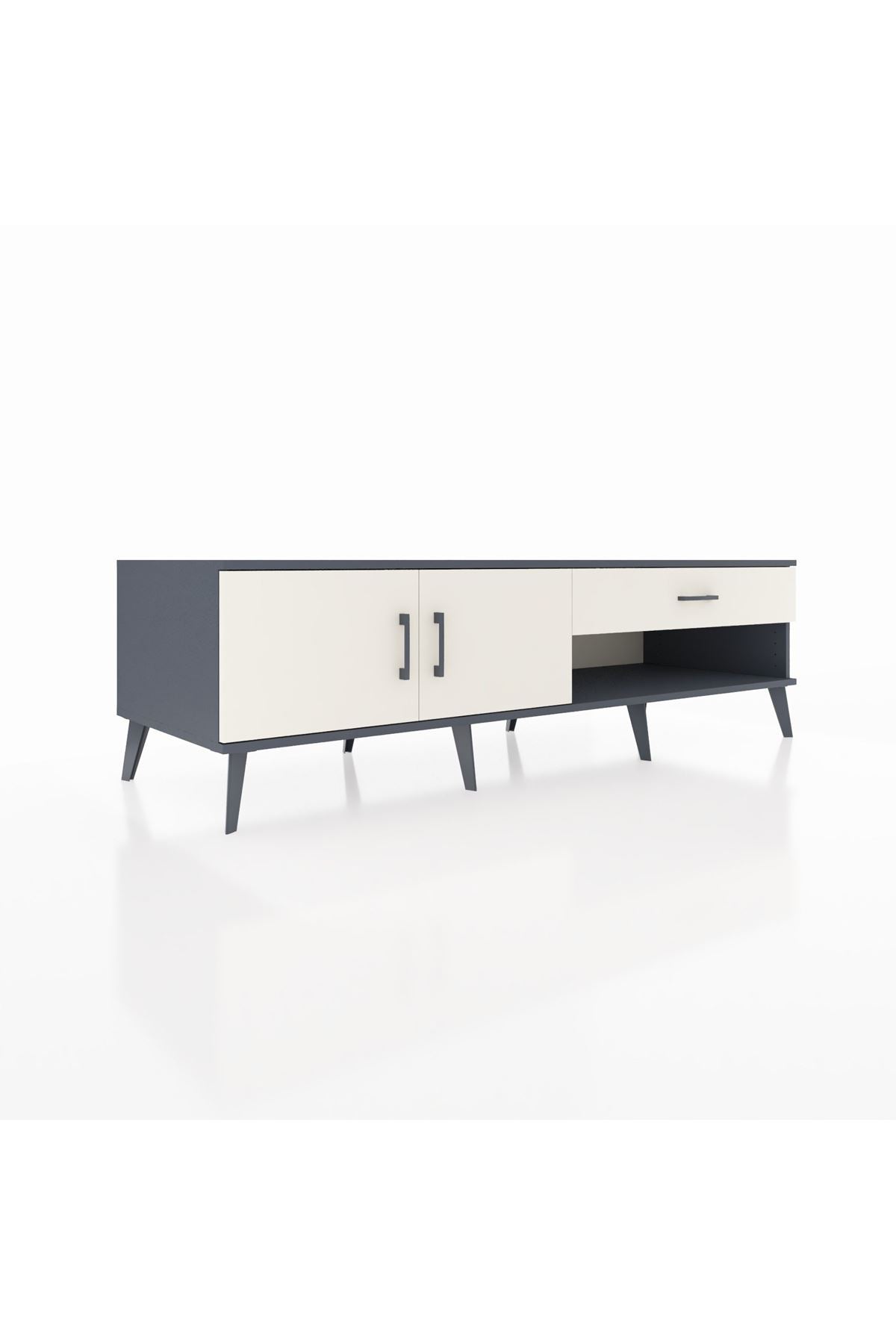 Kronos TV Ünitesi Tek Raflı Tek Çekmeceli 2 Kapaklı 176x59x51 Antrasit-Aytaşı/Aytaşı