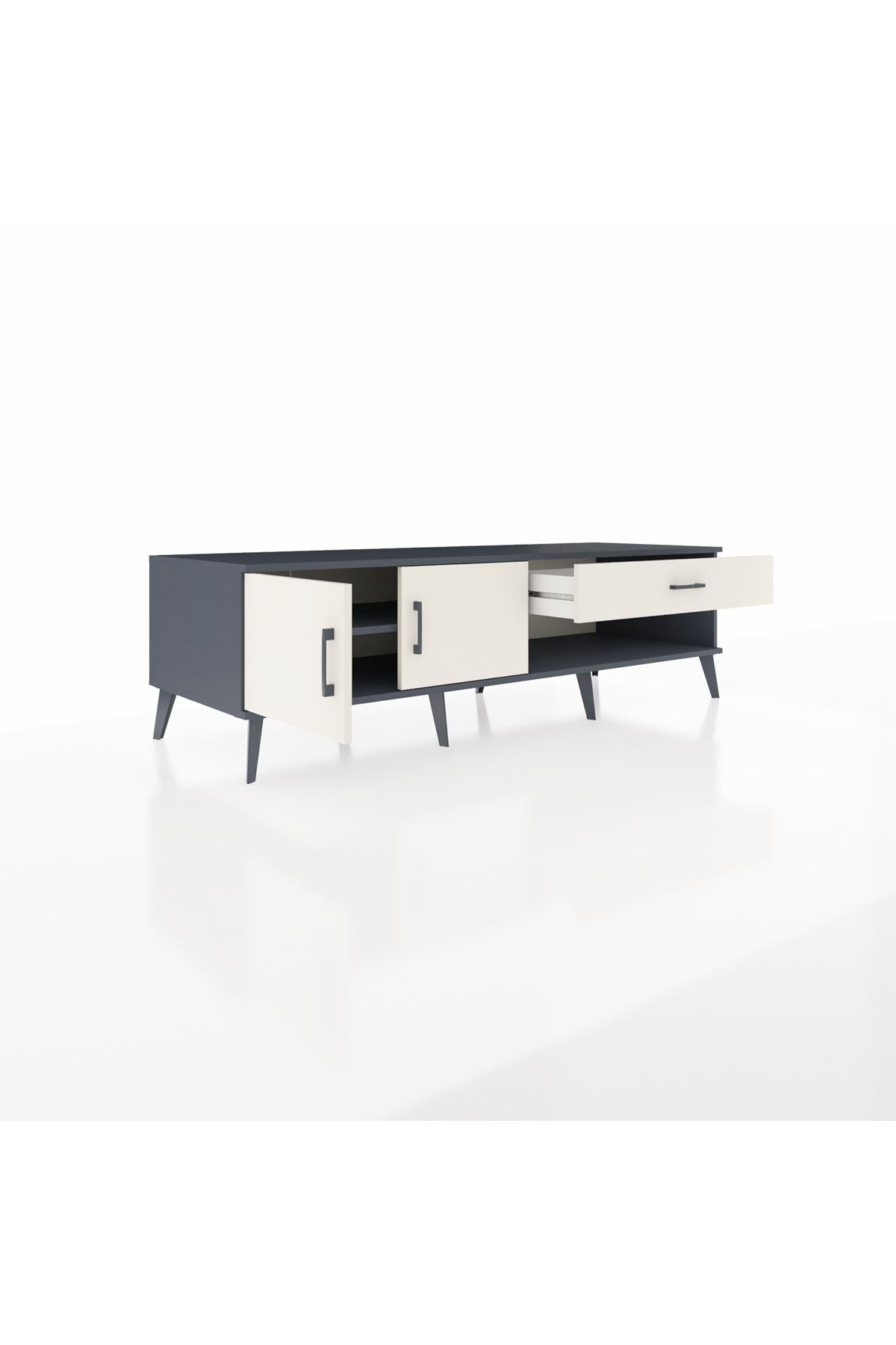 Kronos TV Ünitesi Tek Raflı Tek Çekmeceli 2 Kapaklı 176x59x51 Antrasit-Aytaşı/Aytaşı