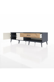 Kronos TV Ünitesi Tek Raflı Tek Çekmeceli 2 Kapaklı 176x59x51 Antrasit-Aytaşı/Çam