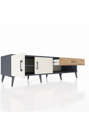 Kronos TV Ünitesi Tek Raflı Tek Çekmeceli 2 Kapaklı 176x59x51 Antrasit-Aytaşı/Çam