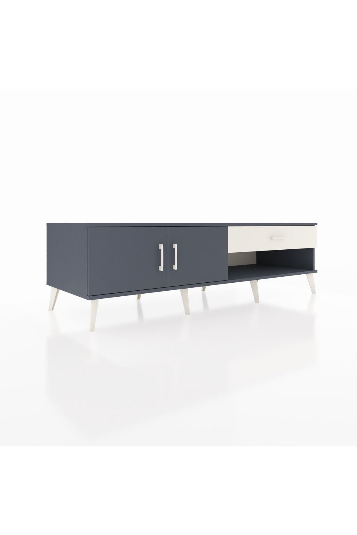 Kronos TV Ünitesi Tek Raflı Tek Çekmeceli 2 Kapaklı 176x59x51 Antrasit-Antrasit/Aytaşı