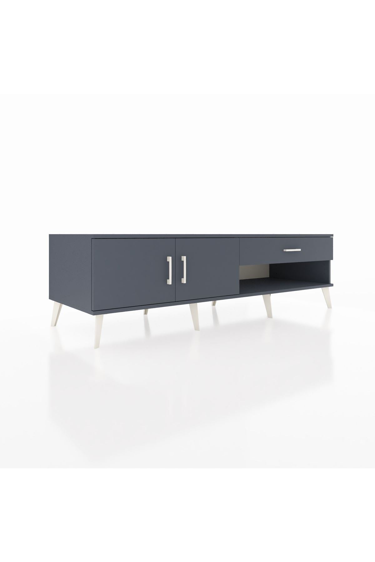 Kronos TV Ünitesi Tek Raflı Tek Çekmeceli 2 Kapaklı 176x59x51 Antrasit-Antrasit/Antrasit