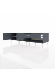 Kronos TV Ünitesi Tek Raflı Tek Çekmeceli 2 Kapaklı 176x59x51 Antrasit-Antrasit/Antrasit