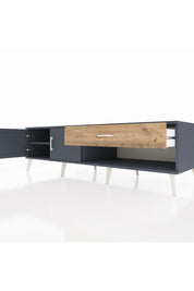 Kronos TV Ünitesi Tek Raflı Tek Çekmeceli 2 Kapaklı 176x59x51 Antrasit-Antrasit/Çam