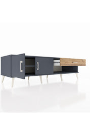 Kronos TV Ünitesi Tek Raflı Tek Çekmeceli 2 Kapaklı 176x59x51 Antrasit-Antrasit/Çam