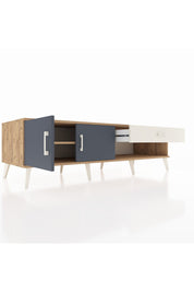 Kronos TV Ünitesi Tek Raflı Tek Çekmeceli 2 Kapaklı 176x59x51 Çam-Antrasit/Aytaşı