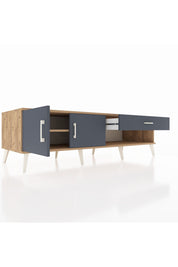 Kronos TV Ünitesi Tek Raflı Tek Çekmeceli 2 Kapaklı 176x59x51 Çam-Antrasit/Antrasit