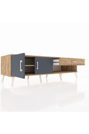 Kronos TV Ünitesi Tek Raflı Tek Çekmeceli 2 Kapaklı 176x59x51 Çam-Antrasit/Çam