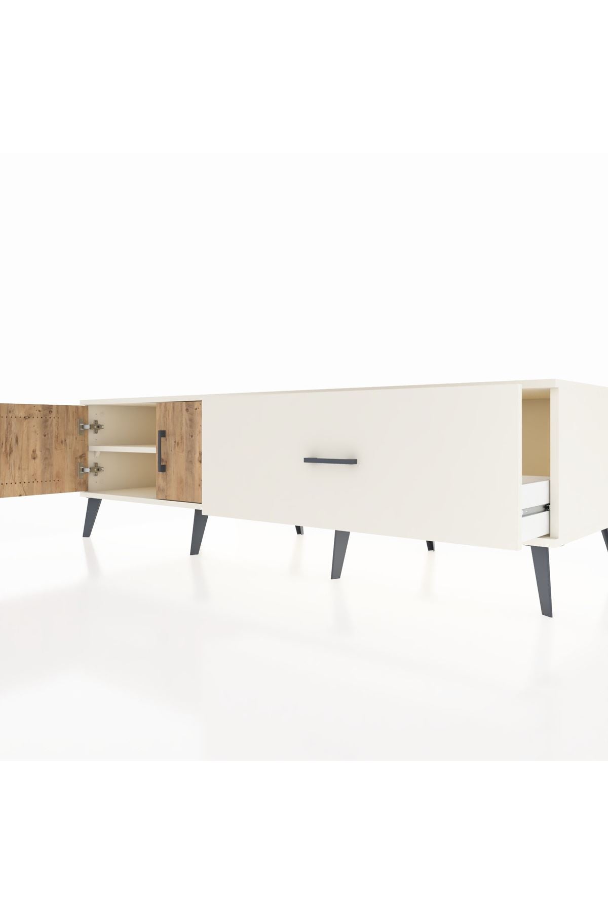 Kronos TV Ünitesi Tek Raflı Tek Çekmeceli 2 Kapaklı 176x59x51 Aytaşı-Çam/Aytaşı