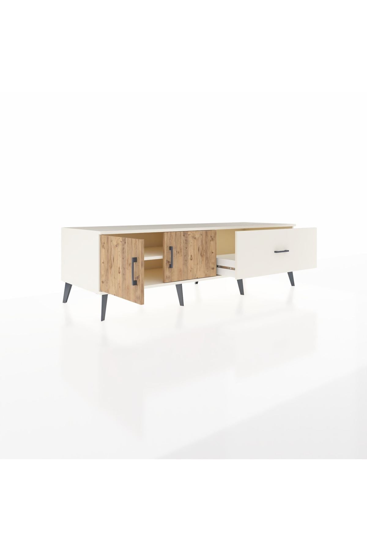 Kronos TV Ünitesi Tek Raflı Tek Çekmeceli 2 Kapaklı 176x59x51 Aytaşı-Çam/Aytaşı