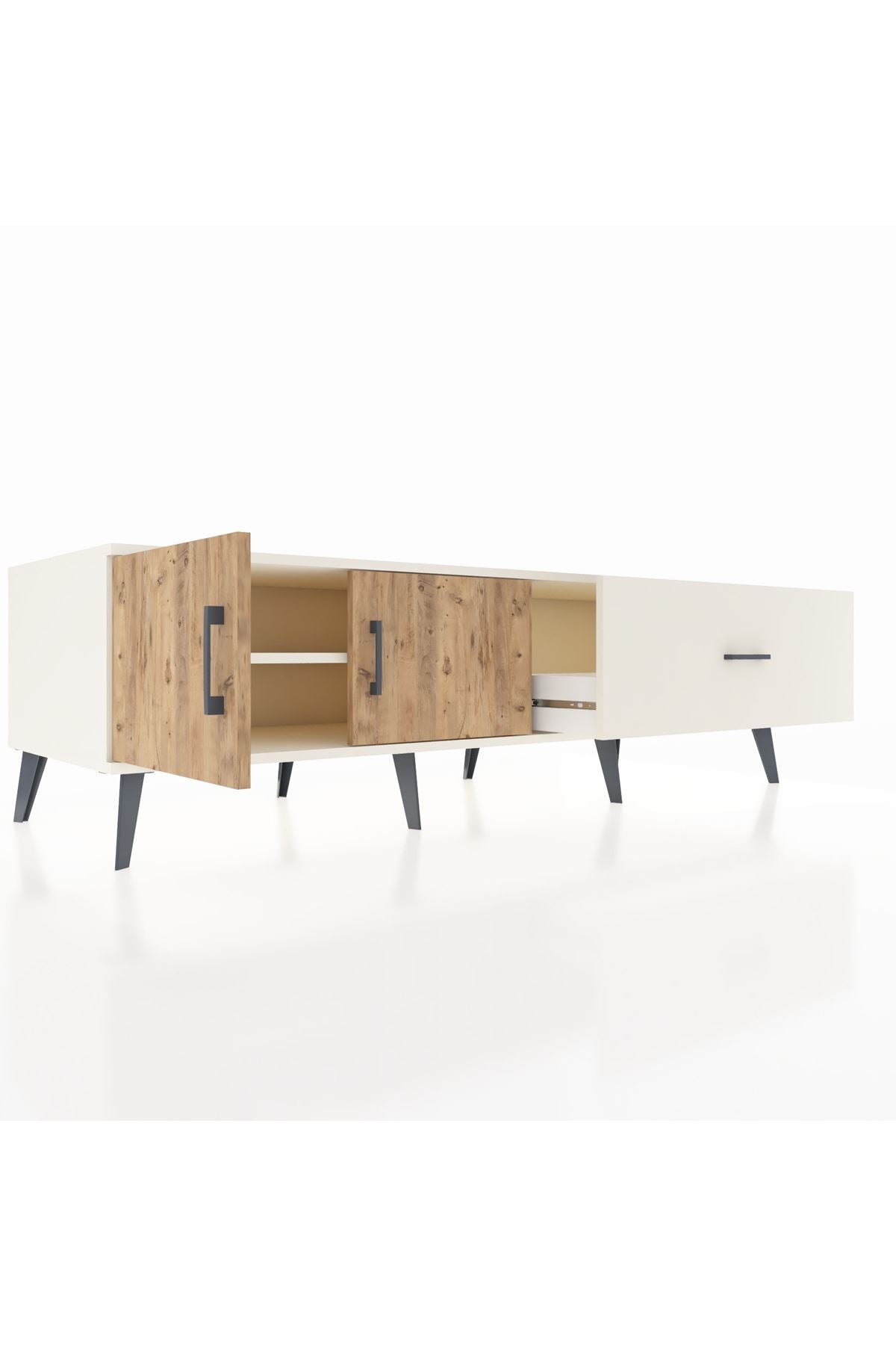 Kronos TV Ünitesi Tek Raflı Tek Çekmeceli 2 Kapaklı 176x59x51 Aytaşı-Çam/Aytaşı