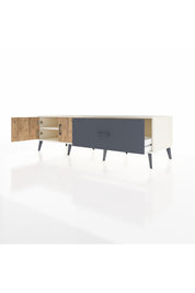 Kronos TV Ünitesi Tek Raflı Tek Çekmeceli 2 Kapaklı 176x59x51 Aytaşı-Çam/Antrasit