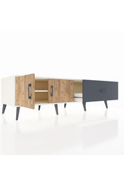 Kronos TV Ünitesi Tek Raflı Tek Çekmeceli 2 Kapaklı 176x59x51 Aytaşı-Çam/Antrasit