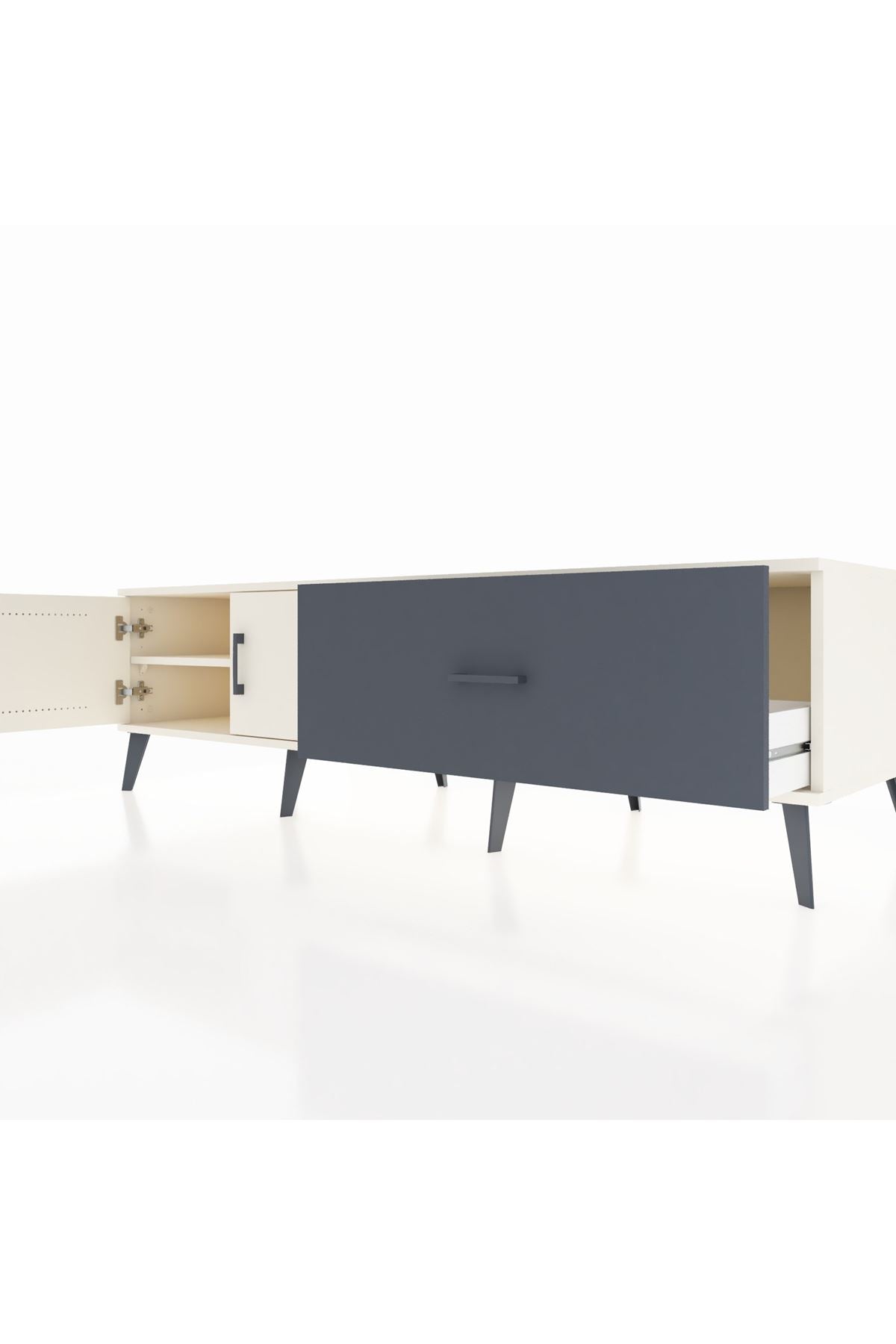 Kronos TV Ünitesi Tek Raflı Tek Çekmeceli 2 Kapaklı 176x59x51 Aytaşı-Aytaşı/Antrasit