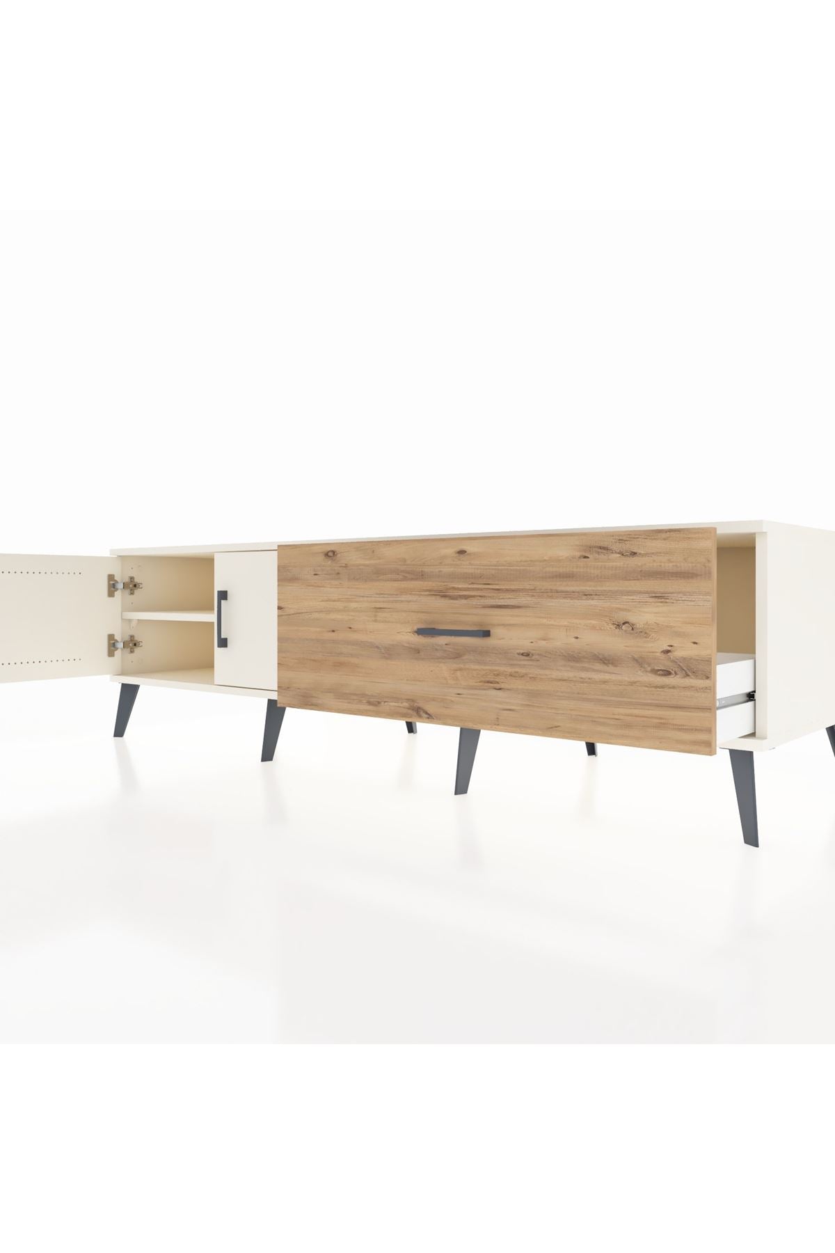 Kronos TV Ünitesi Tek Raflı Tek Çekmeceli 2 Kapaklı 176x59x51 Aytaşı-Aytaşı/Çam