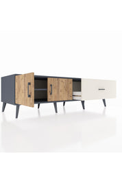 Kronos TV Ünitesi Tek Raflı Tek Çekmeceli 2 Kapaklı 176x59x51 Antrasit-Çam/Aytaşı