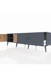 Kronos TV Ünitesi Tek Raflı Tek Çekmeceli 2 Kapaklı 176x59x51 Antrasit-Çam/Antrasit