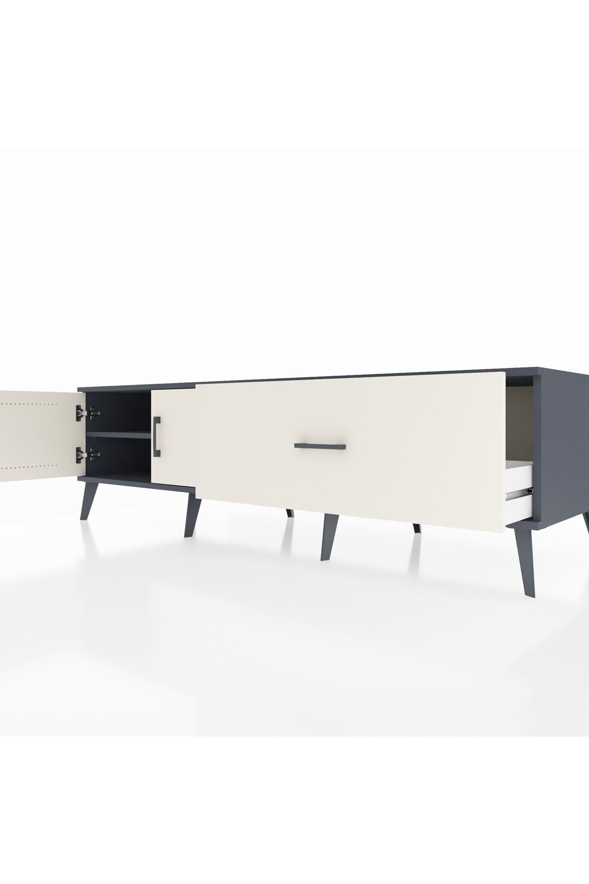 Kronos TV Ünitesi Tek Raflı Tek Çekmeceli 2 Kapaklı 176x59x51 Antrasit-Aytaşı/Aytaşı