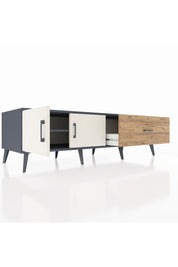 Kronos TV Ünitesi Tek Raflı Tek Çekmeceli 2 Kapaklı 176x59x51 Antrasit-Aytaşı/Çam