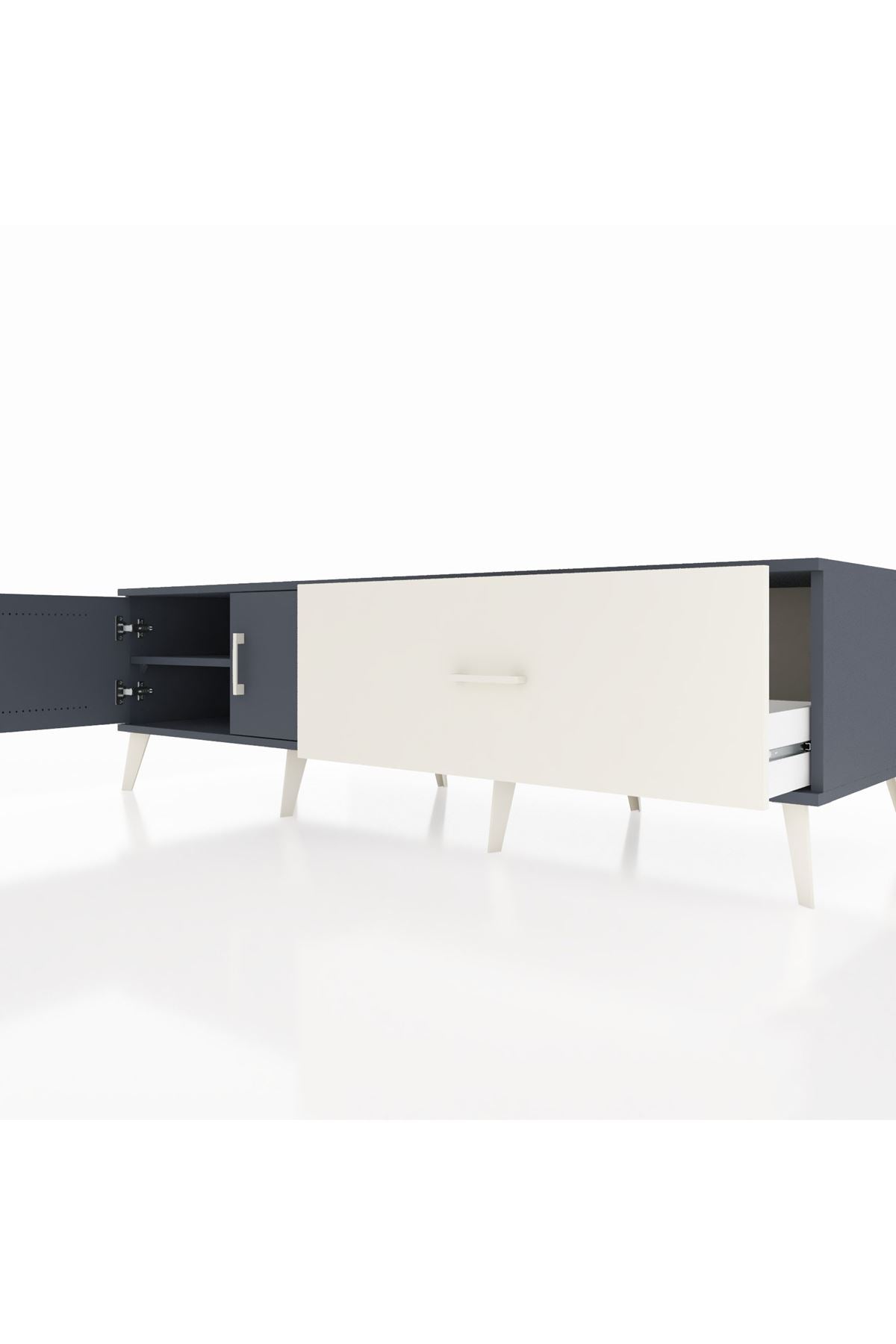 Kronos TV Ünitesi Tek Raflı Tek Çekmeceli 2 Kapaklı 176x59x51 Antrasit-Antrasit/Aytaşı