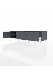 Kronos TV Ünitesi Tek Raflı Tek Çekmeceli 2 Kapaklı 176x59x51 Antrasit-Antrasit/Antrasit