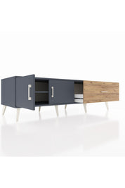 Kronos TV Ünitesi Tek Raflı Tek Çekmeceli 2 Kapaklı 176x59x51 Antrasit-Antrasit/Çam