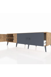 Kronos TV Ünitesi Tek Raflı Tek Çekmeceli 2 Kapaklı 176x59x51 Çam-Çam/Antrasit