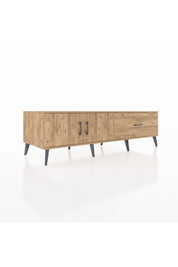 Kronos TV Ünitesi Tek Raflı Tek Çekmeceli 2 Kapaklı 176x59x51 Çam-Çam/Çam