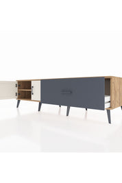 Kronos TV Ünitesi Tek Raflı Tek Çekmeceli 2 Kapaklı 176x59x51 Çam-Aytaşı/Antrasit