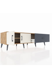 Kronos TV Ünitesi Tek Raflı Tek Çekmeceli 2 Kapaklı 176x59x51 Çam-Aytaşı/Antrasit