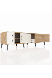 Kronos TV Ünitesi Tek Raflı Tek Çekmeceli 2 Kapaklı 176x59x51 Çam-Aytaşı/Çam