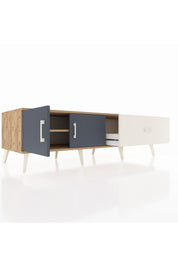 Kronos TV Ünitesi Tek Raflı Tek Çekmeceli 2 Kapaklı 176x59x51 Çam-Antrasit/Aytaşı