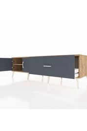 Kronos TV Ünitesi Tek Raflı Tek Çekmeceli 2 Kapaklı 176x59x51 Çam-Antrasit/Antrasit