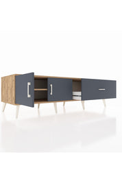 Kronos TV Ünitesi Tek Raflı Tek Çekmeceli 2 Kapaklı 176x59x51 Çam-Antrasit/Antrasit