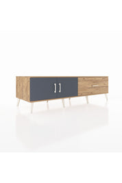 Kronos TV Ünitesi Tek Raflı Tek Çekmeceli 2 Kapaklı 176x59x51 Çam-Antrasit/Çam