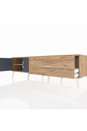 Kronos TV Ünitesi Tek Raflı Tek Çekmeceli 2 Kapaklı 176x59x51 Çam-Antrasit/Çam