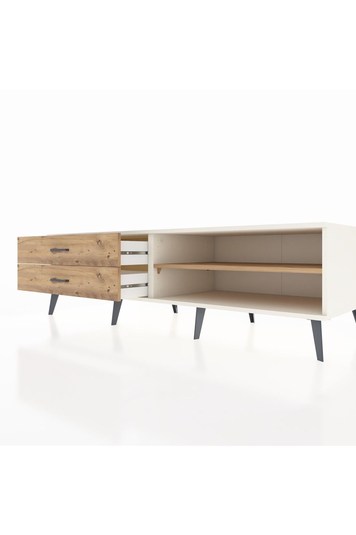 Kronos TV Ünitesi Tek Raflı 2 Çekmeceli  176x59x51 Aytaşı-Çam/Çam