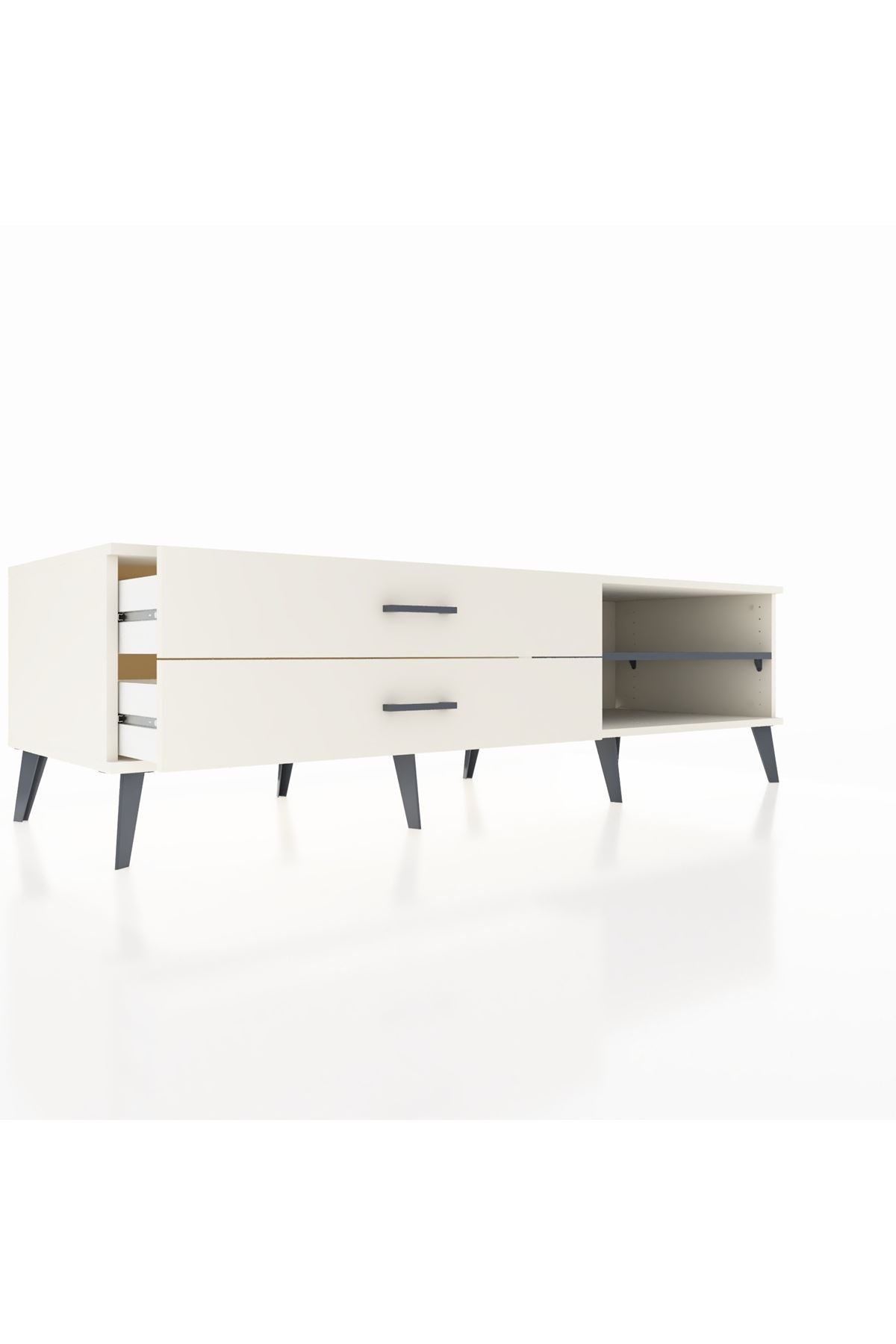 Kronos TV Ünitesi Tek Raflı 2 Çekmeceli  176x59x51 Aytaşı-Antrasit/Aytaşı