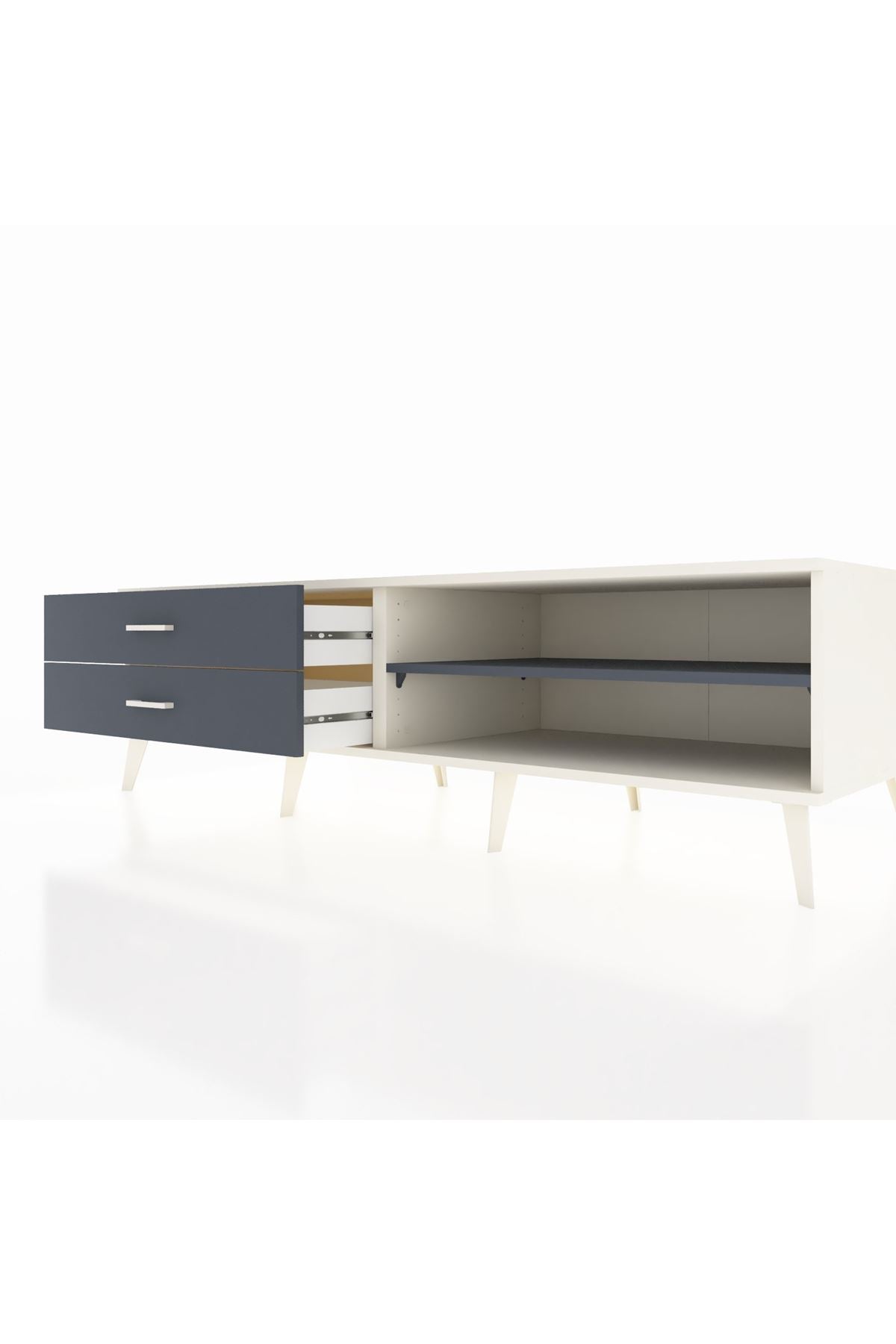 Kronos TV Ünitesi Tek Raflı 2 Çekmeceli  176x59x51 Aytaşı-Antrasit/Antrasit