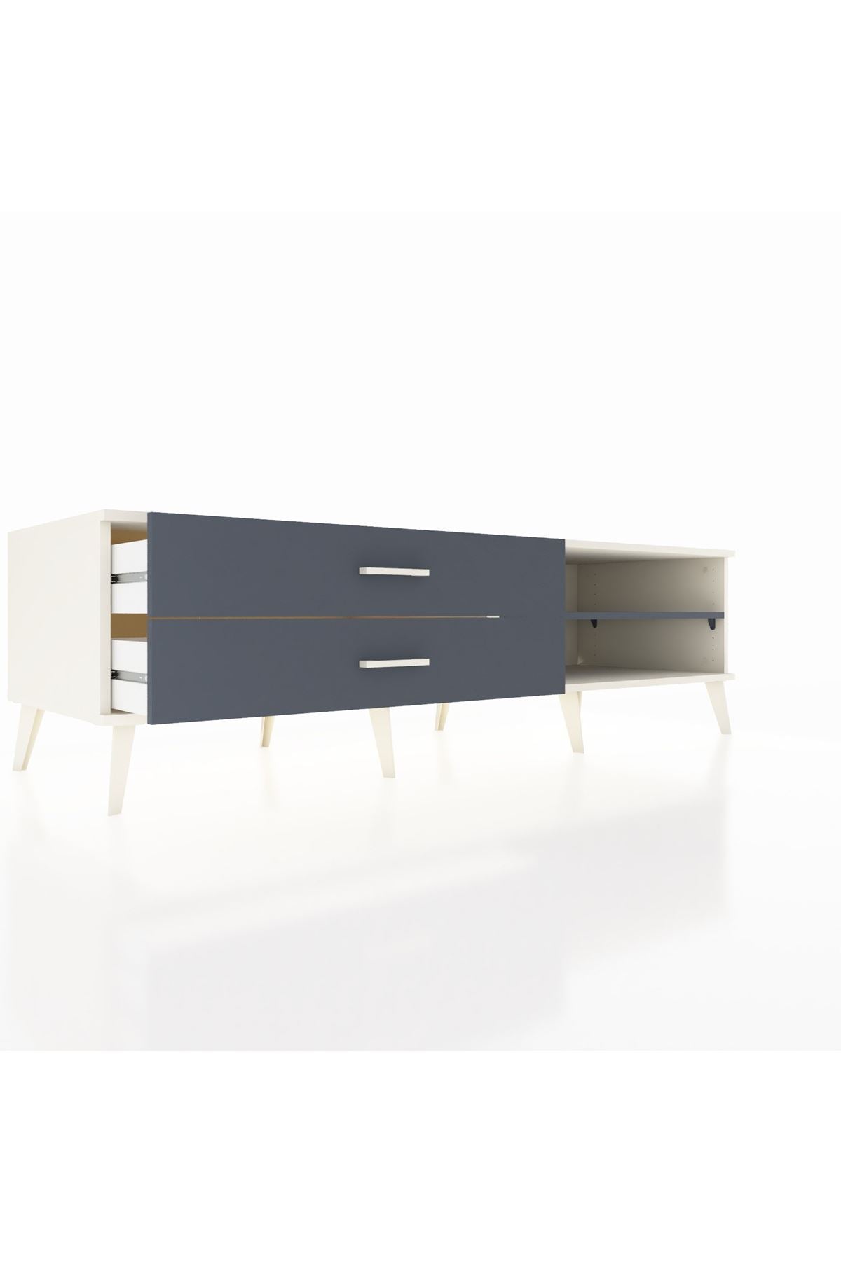 Kronos TV Ünitesi Tek Raflı 2 Çekmeceli  176x59x51 Aytaşı-Antrasit/Antrasit