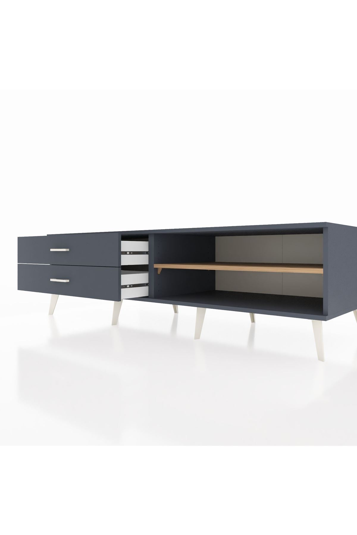 Kronos TV Ünitesi Tek Raflı 2 Çekmeceli  176x59x51 Antrasit-Çam/Antrasit