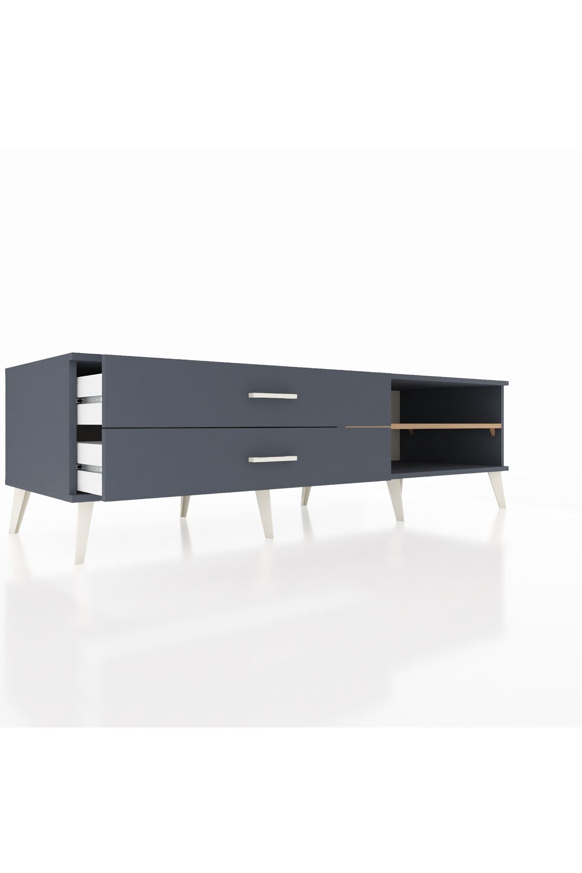 Kronos TV Ünitesi Tek Raflı 2 Çekmeceli  176x59x51 Antrasit-Çam/Antrasit