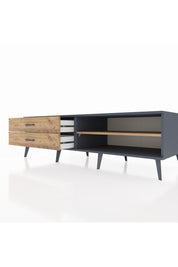 Kronos TV Ünitesi Tek Raflı 2 Çekmeceli  176x59x51 Antrasit-Çam/Çam