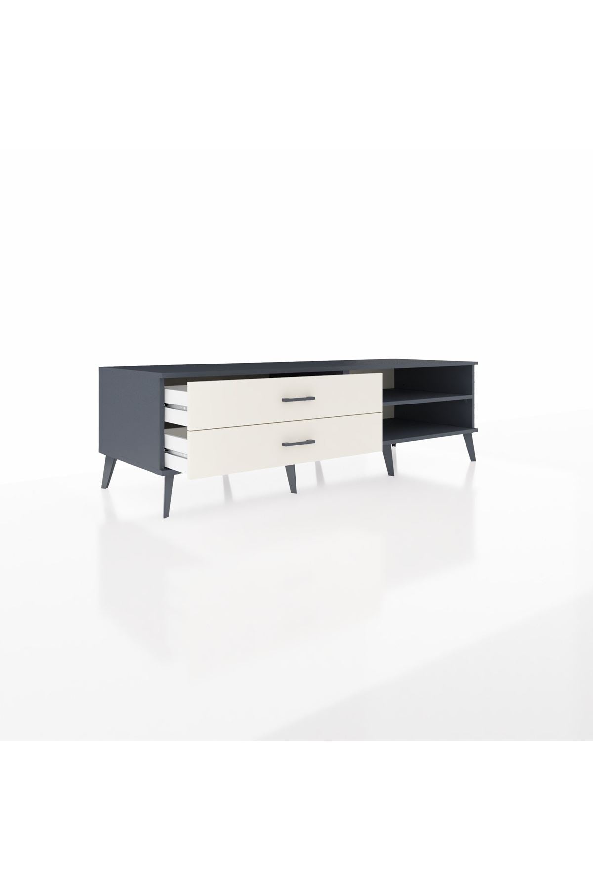 Kronos TV Ünitesi Tek Raflı 2 Çekmeceli  176x59x51 Antrasit-Antrasit/Aytaşı