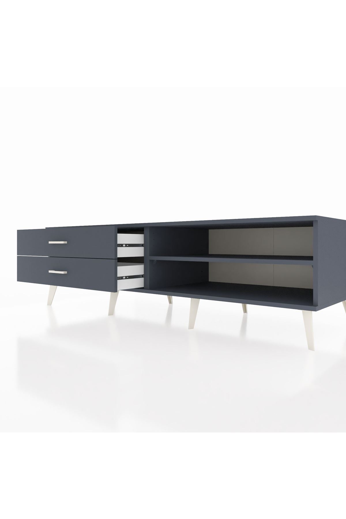 Kronos TV Ünitesi Tek Raflı 2 Çekmeceli  176x59x51 Antrasit-Antrasit/Antrasit