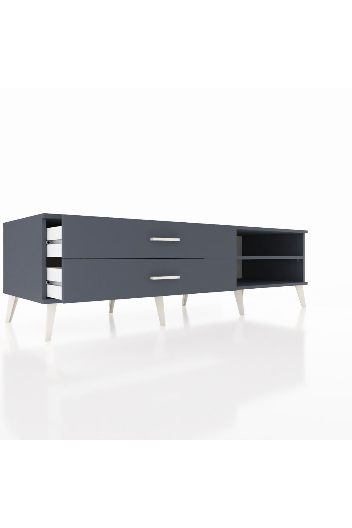 Kronos TV Ünitesi Tek Raflı 2 Çekmeceli  176x59x51 Antrasit-Antrasit/Antrasit